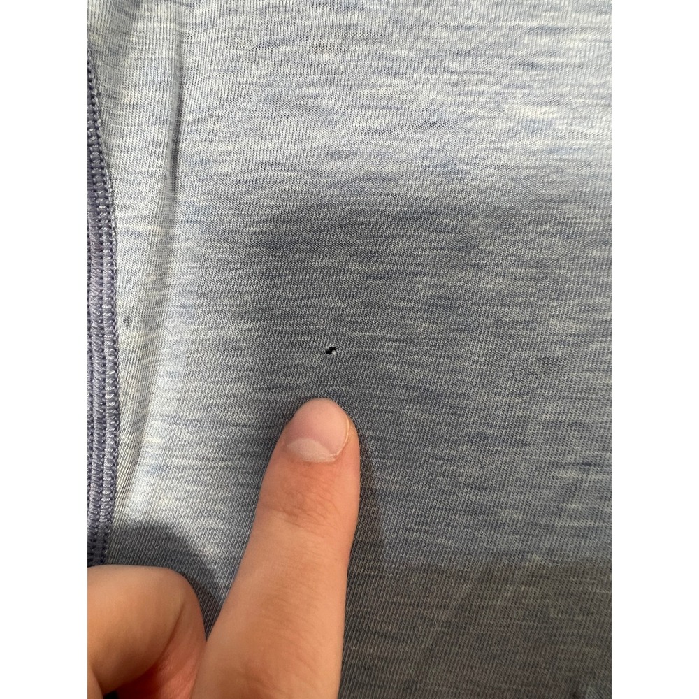 Lululemon V-Neck T-Shirt Blue Heathered Short Sleeve Distressed Workout T-shirt - Picture 4 of 8